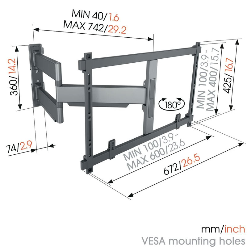 Alternative view of Vogel's TVM 5845 Εξαιρετικά Λεπτή Επιτοίχια Βάση Πλήρους Κίνησης για τηλεοράσεις έως 100''