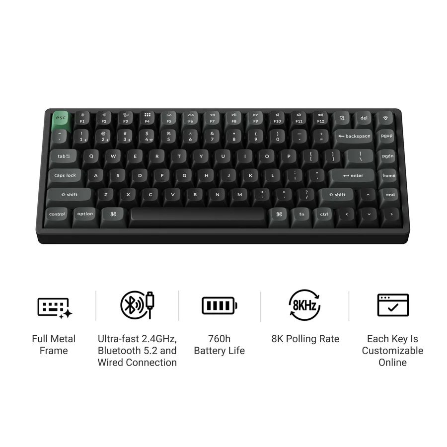 Alternative view of Keychron K2 Ultra (K2U-J1) ZMK Wireless 8K Mechanical Keyboard Red Switch (Hot-Swap) 75% Us Layout