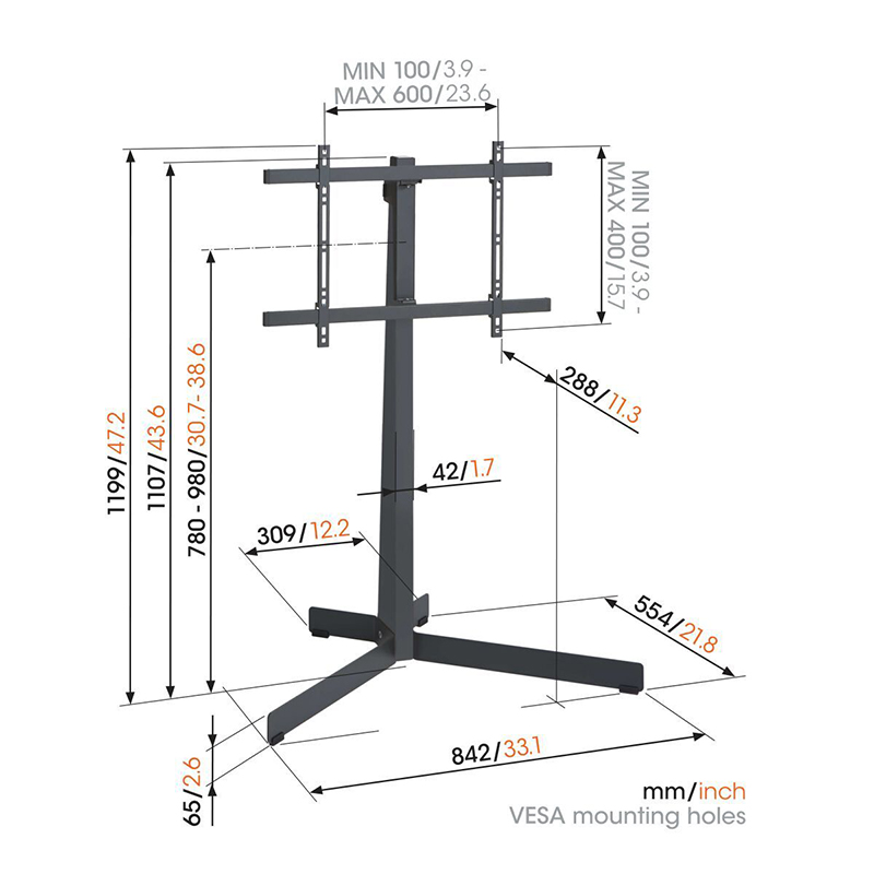 Alternative view of Vogel's TVS 3690 Βάση Τηλεόρασης Δαπέδου 40''-77'' 50kg