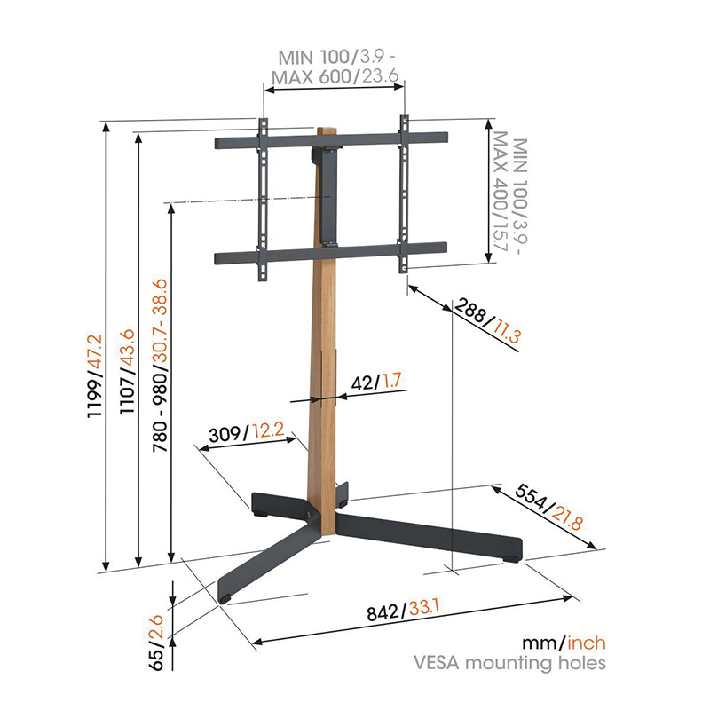 Alternative view of Vogel's TVS 3695WH Βάση Τηλεόρασης Δαπέδου 40''-77'' 50kg (λεύκο)