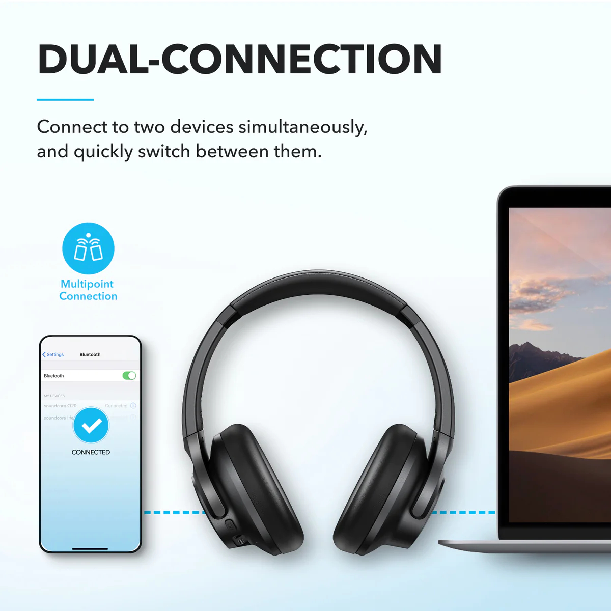 ANKER Soundcore Q20i Headphone Hybrid Active Noise Cansellation - Image 6