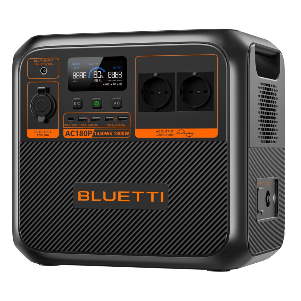 Alternative view of BLUETTI Premium AC180P Solar Portable Power Station Expandable, 1800W AC Outlet 1440Wh