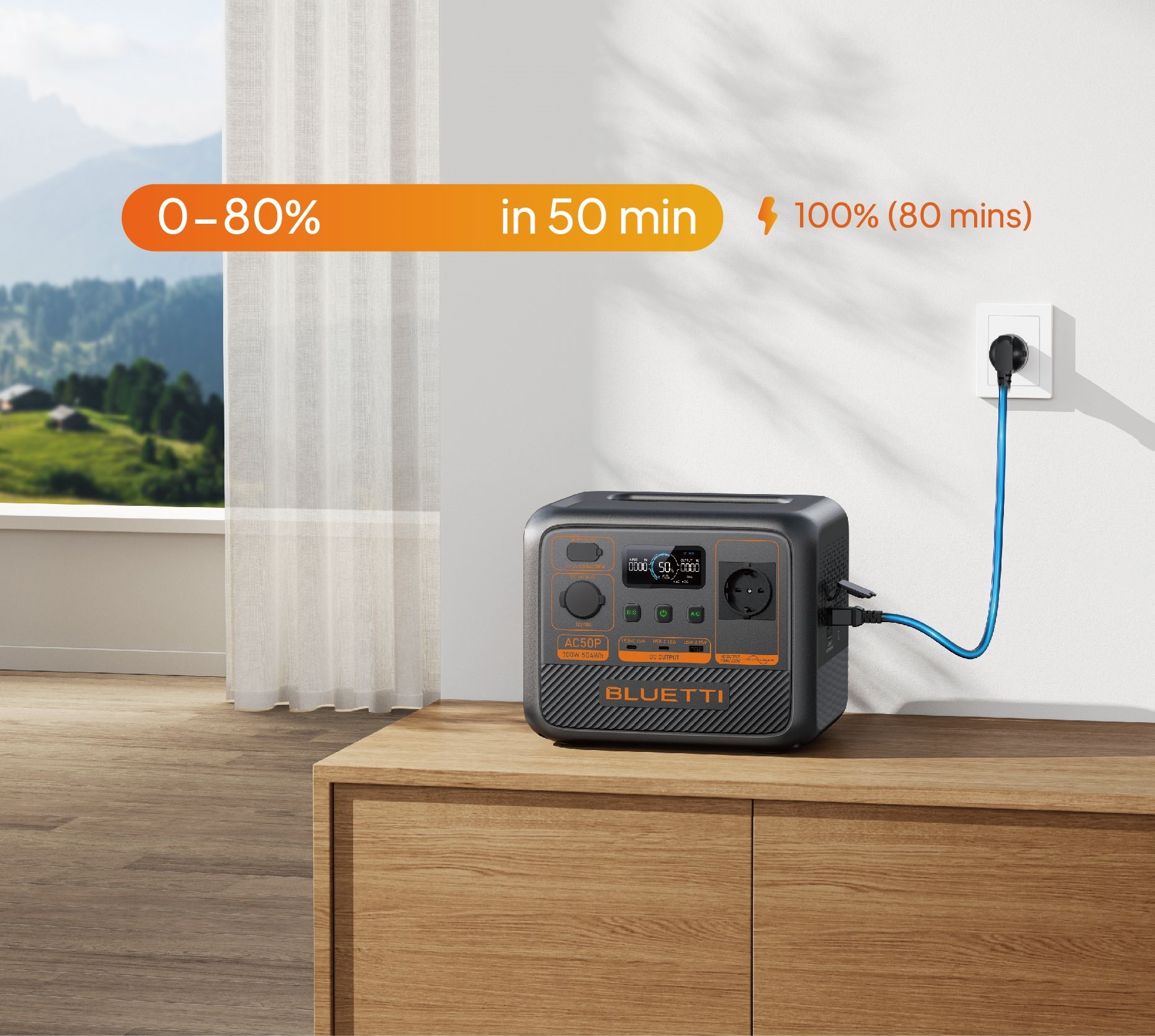 BLUETTI Premium AC50P Portable Power Station, 700W AC Outlet 504Wh - Image 5