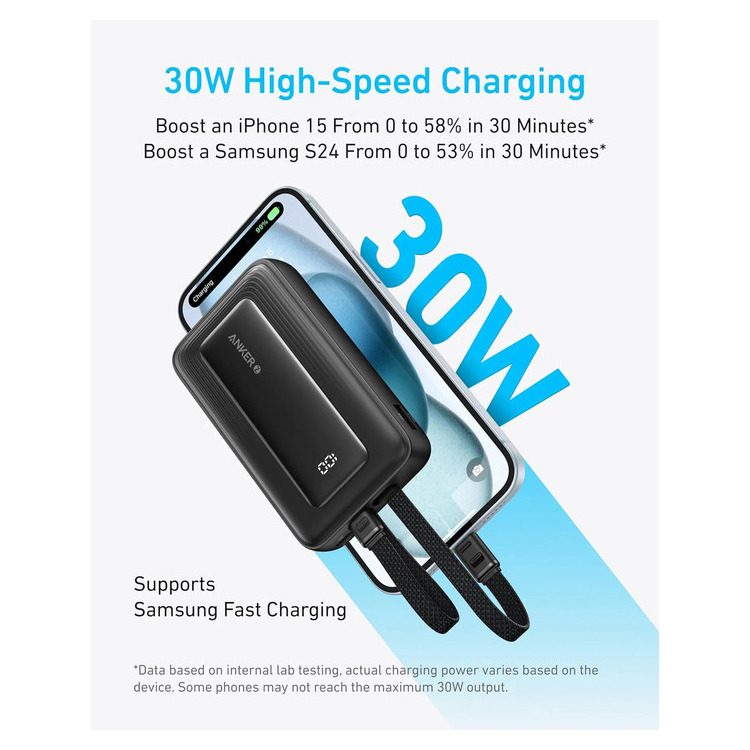 Alternative view of ANKER ZOLO POWER BANK 10K, 22.5W, USB-C BLK