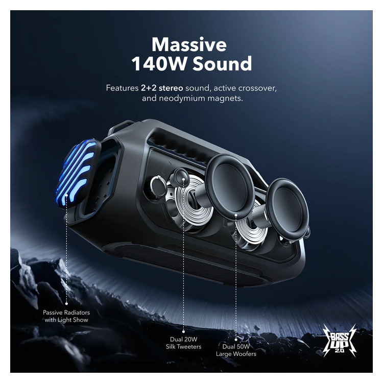 ANKER SOUNDCORE BOOM 2 PLUS BT6 SPEAKER 140W BLK - Image 6