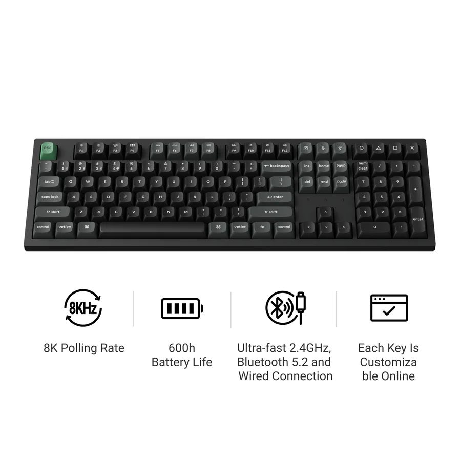 Alternative view of Keychron K10 Ultra (K10U-H3) ZMK Wireless 8K Mechanical Keyboard Brown Switch (Hot-Swap) 100% Us Lay